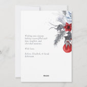 Rood en Wit Botanische Foto Kerstmis Kaart (Achterkant)