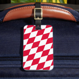 Rood en wit Boven-Franse diamant vlag patroon Bagagelabel