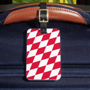 Rood en wit Boven-Franse diamant vlag patroon Bagagelabel