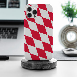 Rood en Wit Boven-Franse Diamant Vlag Patroon iPhone 15 Pro Max Case