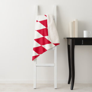 Rood en wit Boven-Franse diamant vlag patroon Sherpa Deken