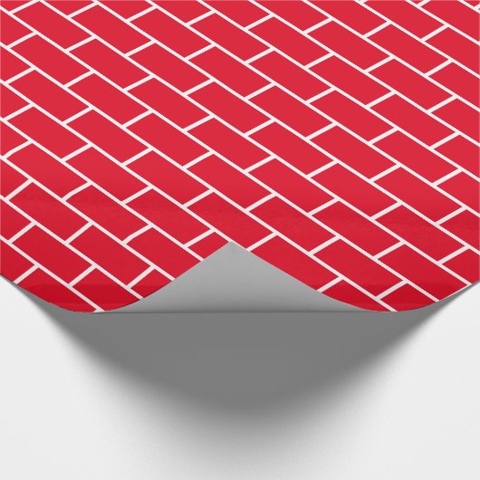Rood en wit brick-patroon cadeaupapier (Hoek)