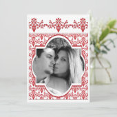 Rood en Wit Bruiloft Uitnodiging w / FOTO (Staand voorkant)