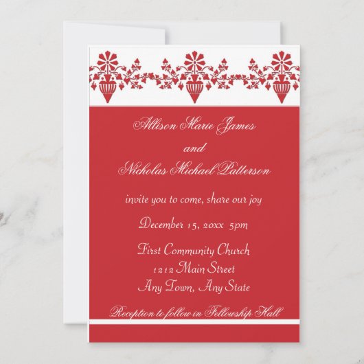 Rood en Wit Bruiloft Uitnodiging w / FOTO (Achterkant)