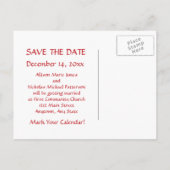 Rood en Wit Bruiloft Victoriaans opslaan datum fot Aankondigingskaart (Achterkant)