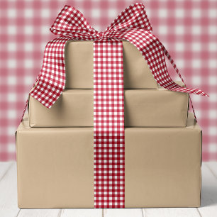 Rood en wit buffelplaid Kerstmis Satijnen Lint