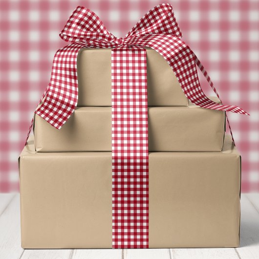 Rood en wit buffelplaid Kerstmis Satijnen Lint