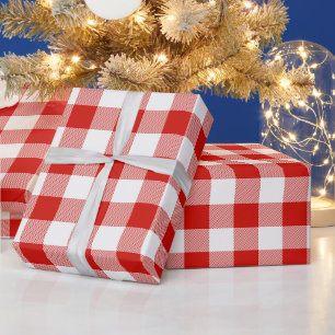 Rood en wit buffelruitpatroon cadeaupapier