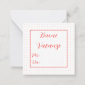 Rood en wit Buon Natale Greeting Notitiekaartje (Achterkant)