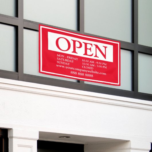 Rood en Wit Business Open Schema Spandoek (Buitenkant Gebouw)