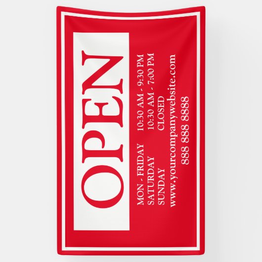 Rood en Wit Business Open Schema Spandoek (Verticaal)