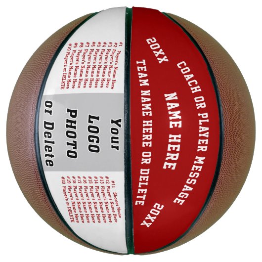 Rood en wit, cadeautjes voor touringcars Basketbal (Verticaal)