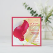 Rood en wit Calla Lily Wedding Uitnodiging (Staand voorkant)