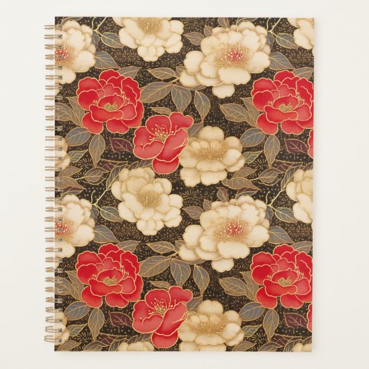 Rood en Wit Camellias Chiyogami Planner (Voorkant)