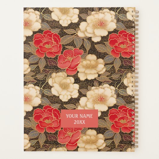 Rood en Wit Camellias Chiyogami Planner (Achterkant)