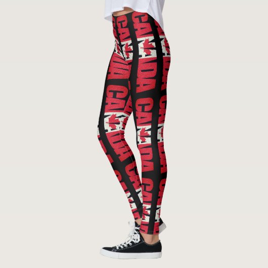 Rood en Wit Canada en Maple Leaf Leggings (Links)