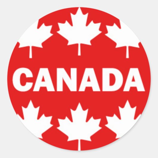 Rood en Wit Canada Tekst met esdoornbladeren Ronde Sticker (Voorkant)
