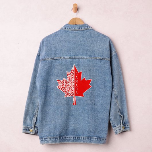 Rood en Wit Canadees Maple Leaf CANADA Denim Jacket (Hangar)