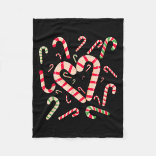 Rood en wit Candy Cane Santa Kerstmis Grappig XMA Fleece Deken