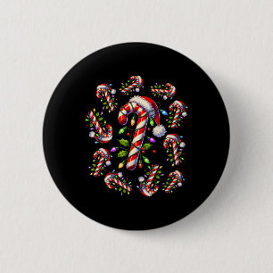 Rood en wit Candy Cane Santa Kerstmis Grappig XMA Ronde Button 5,7 Cm