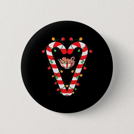 Rood en wit Candy Cane Santa Kerstmis Grappig XMA Ronde Button 5,7 Cm (Voorkant)