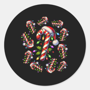 Rood en wit Candy Cane Santa Kerstmis Grappig XMA Ronde Sticker