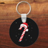 Rood en wit Candy Cane Santa Kerstmis Grappig XMA Sleutelhanger (Voorkant)