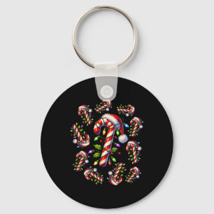 Rood en wit Candy Cane Santa Kerstmis Grappig XMA Sleutelhanger