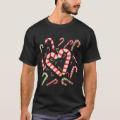 Rood en wit Candy Cane Santa Kerstmis Grappig XMA T-shirt (Voorkant)