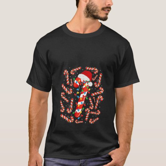 Rood en Wit Candy Cane Santa Kerstmis Grappig Xma T-shirt (Voorkant)