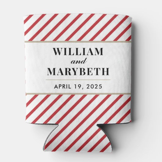 Rood en wit Candy Cane Stripe Wedding Blikjeskoeler (Achterkant)