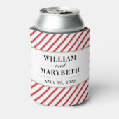 Rood en wit Candy Cane Stripe Wedding Blikjeskoeler (Blikje Achterkant)