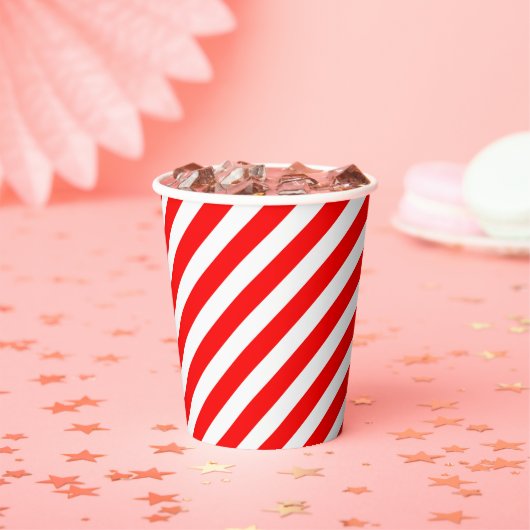 Rood en Wit Candy Cane Stripes Papieren beker (Insitu)