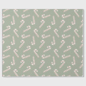 Rood en Wit Candy Canes Groene Kerstmis Cadeaupapier (Vlak)