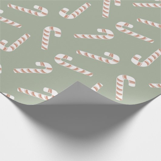 Rood en Wit Candy Canes Groene Kerstmis Cadeaupapier (Hoek)