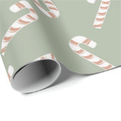 Rood en Wit Candy Canes Groene Kerstmis Cadeaupapier (Rol Hoek)