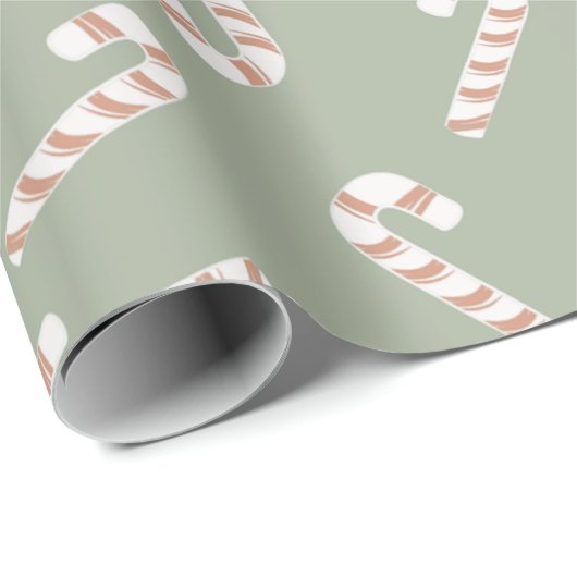 Rood en Wit Candy Canes Groene Kerstmis Cadeaupapier (Rol Hoek)