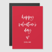 Rood en Wit Casual Script en Hart Valentijn Magnetische Uitnodiging (Voorkant / Achterkant)