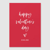 Rood en Wit Casual Script en Hart Valentijn Magnetische Uitnodiging (Voorkant)