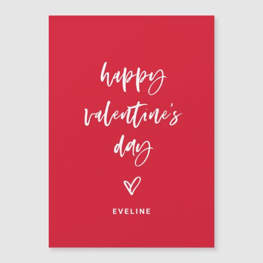 Rood en Wit Casual Script en Hart Valentijn Magnetische Uitnodiging (Voorkant)