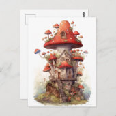 Rood en wit champignonhuis briefkaart (Voorkant / Achterkant)