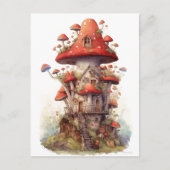 Rood en wit champignonhuis briefkaart (Voorkant)