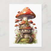 Rood en wit champignonhuis briefkaart (Voorkant)