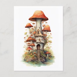 Rood en wit champignonhuis briefkaart