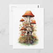 Rood en wit champignonhuis briefkaart (Voorkant / Achterkant)
