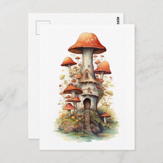 Rood en wit champignonhuis briefkaart (Voorkant / Achterkant)
