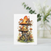 Rood en wit champignonhuis briefkaart (Staand voorkant)