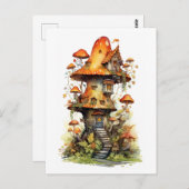 Rood en wit champignonhuis briefkaart (Voorkant / Achterkant)