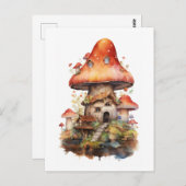 Rood en wit champignonhuis briefkaart (Voorkant / Achterkant)