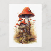 Rood en wit champignonhuis briefkaart (Voorkant)